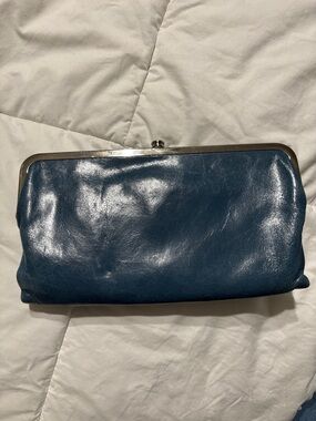 HOBO Teal Leather Kiss-Lock Wristlet Wallet